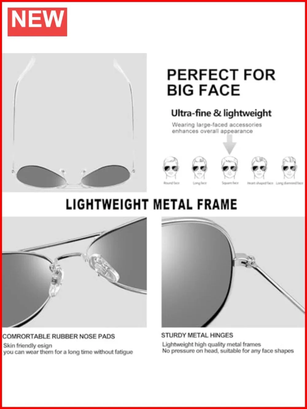 Polarized Metal Aviation Sunglasses Military Rectangle Shades UV400 Protection